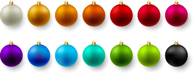 Color Christmas Baubles set isolated on white background.