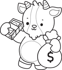 Coloring pages of cute goat animal icon stickers.
