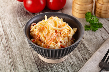 Vegan Coleslaw salad with cabbage and carrot