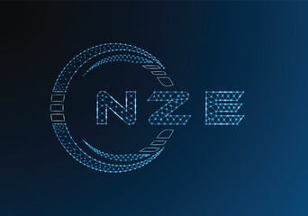 NZE low poly letter logo vector design. NZE lower poly logo design. Low poly logo.