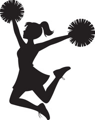 Cheerleader silhouette pom poms jumping cheerleading sport vector graphic design