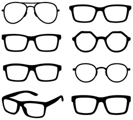 Vector Glasses Silhouettes for Graphic Designers
