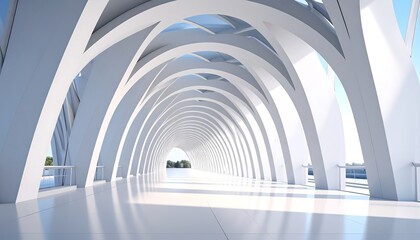 Fototapeta premium White arched corridor extending to a bright horizon