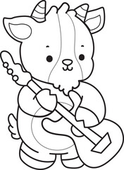 Coloring pages of cute goat animal icon stickers.
