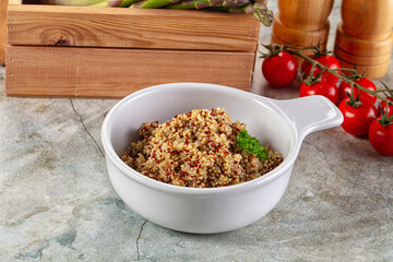 Boiled quinoa cereal in the bowl