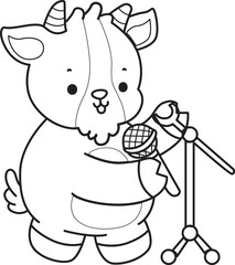 Coloring pages of cute goat animal icon stickers.
