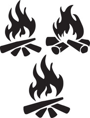 A Campfire Silhouette Vector Set