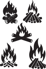 A Campfire Silhouette Vector Set