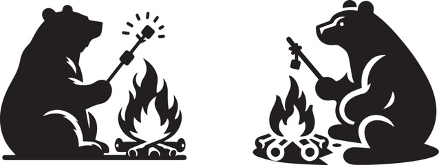  Cool camping bear bear campfire