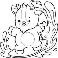 Coloring pages of cute goat animal icon stickers.
