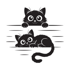 Cute Black Cats Peeking Over a Surface