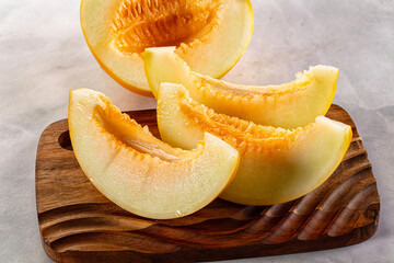 Ripe sweet juicy melon with slices