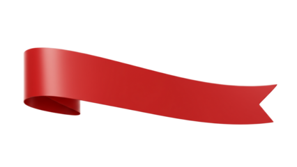 Vibrant Red 3D Ribbon Banner for Promotions, Sales, and Festive Announcements.