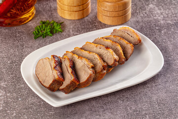 Sliced roasted duck breast fillet