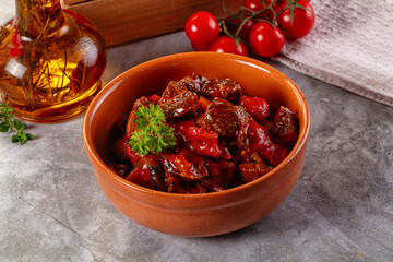 Roasted beef meat with vegetables