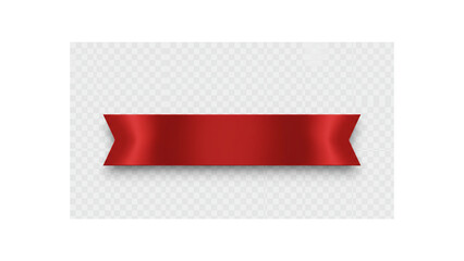 Elegant Red Ribbon Banner with Shadow, Isolated on Transparent Background
