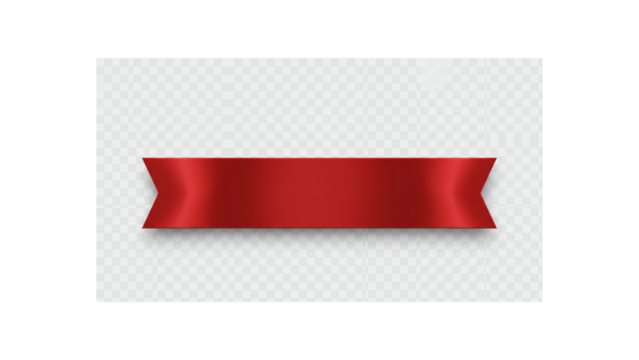 Elegant Red Ribbon Banner with Shadow, Isolated on Transparent Background