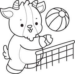 Coloring pages of cute goat animal icon stickers.
