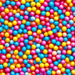 Obraz premium A bowl of colorful, vibrant candies in a bright color palette, including reds and yellows, filled with chocolate candy shaped like small round pieces. The transparent background 