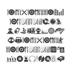 DJ and Music Icons with Food Elements