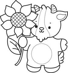 Coloring pages of cute goat animal icon stickers.
