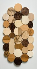 Oval arrangement of various wood circles