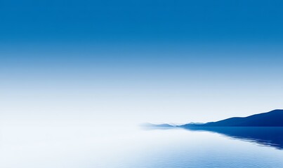 Serene blue landscape mountains and water