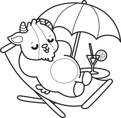Coloring pages of cute goat animal icon stickers.
