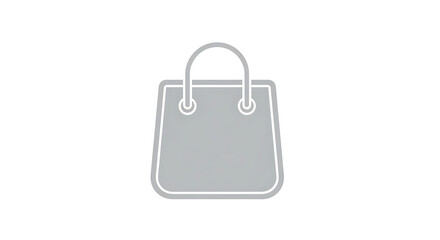 A gray shopping bag with handles on a white background in a simple minimalist style illustration ai generated