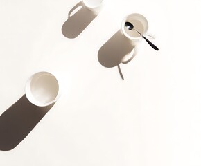 Fototapeta premium Mugs spoon shadows on clean surface