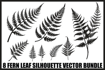Naklejka premium 8 Fern Leaf Silhouette Bundle