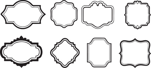 Collection of decorative vintage ornate frames and borders in black and white