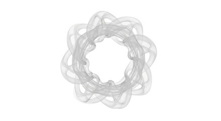 Abstract clear plastic ring with intertwined loops isolated on transparent background