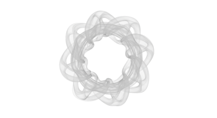 Abstract clear plastic ring with intertwined loops isolated on transparent background
