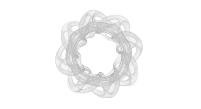 Abstract clear plastic ring with intertwined loops isolated on transparent background