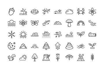 Nature Icon Set for Eco, Plants and Environment