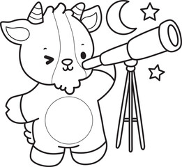 Coloring pages of cute goat animal icon stickers.
