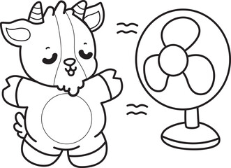 Coloring pages of cute goat animal icon stickers.
