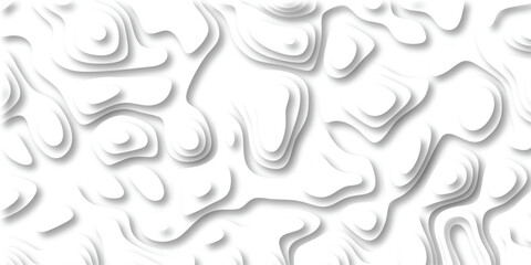 Abstract white paper cut topographic contour map pattern with shadows and depth effect for modern design