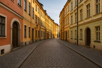 Obraz premium Golden Hour on a Quiet European Alleyway