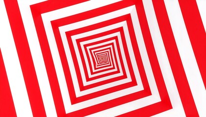 Red and white squares receding into a hypnotic tunnel creating a 3D effect