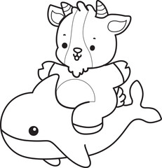 Coloring pages of cute goat animal icon stickers.
