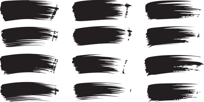 Grunge Brush Stroke Collection Vector Set for Artistic Design and Decoration