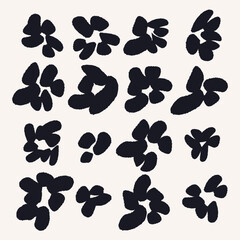 Set of different abstract flowers. Vector illustration, print, design elements