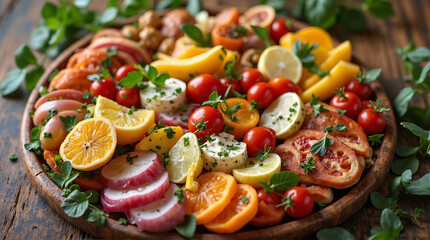 a vibrant Mediterranean mezze platter