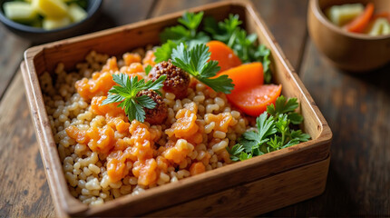 a Japanese bento box with seasonal vegetables