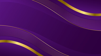 Elegant purple luxury wave background with gold lines. Abstract modern design for Invitations, awards, sales, events, templates, banners, covers, websites, and pages