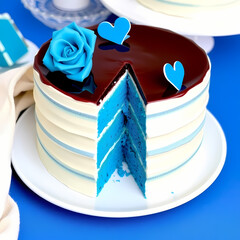 Blue Velvet Cake Slice with Cream Cheese Frosting