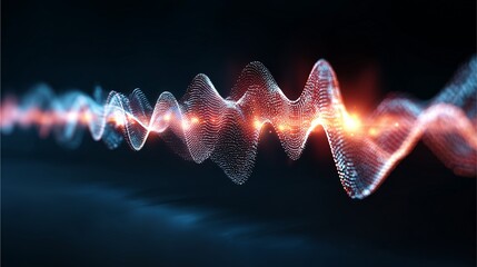 Vibrant Waveform: A dynamic and luminous representation of a waveform, capturing the essence of energy, sound, and technology with a captivating display of light and movement.
