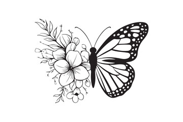 floral butterfly illustration vector